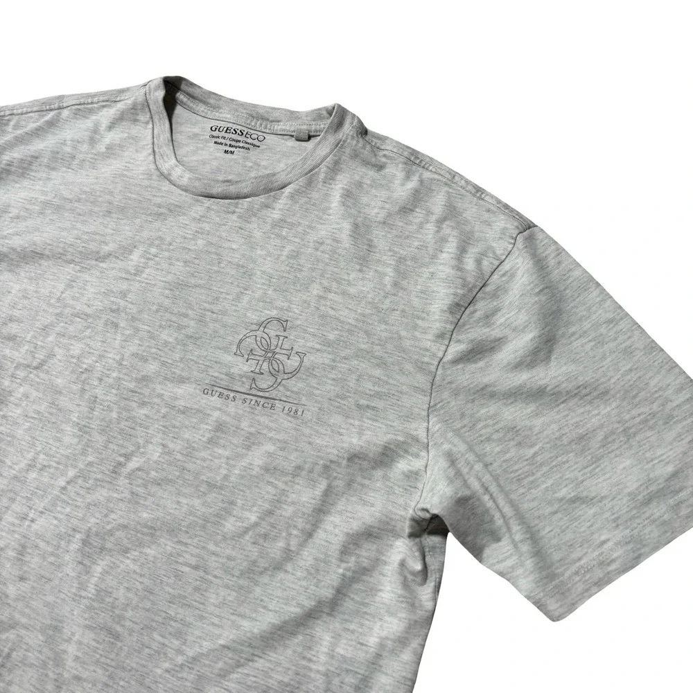 Guess Eco Men's Big Print Logo Gray T‎ Shirt Size Medium 21 x 25 - Picture 4 of 6